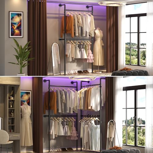 Aheaplus Industrial Pipe Clothing Rack, Reversible 3.5FT Clothes Rack - size: 41 inches