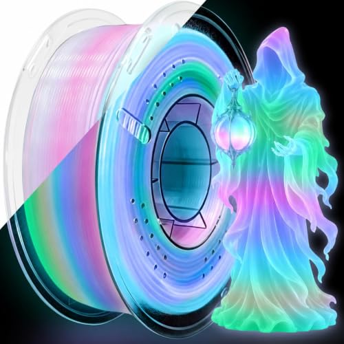 Rainbow PLA+ 3D Printer Filament, Glow in The Dark Colorful & Long-Lasting Glow PLA+ Filament 1.75mm, 3D Printing Filament for FDM 3D Printer, Ideal for Christmas Decorations - 1kg Spool - color: Rainbow2