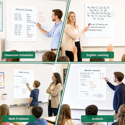 Giant Magnetic Notebook Paper for Classroom 17x 21 in Dry Erase Lined Paper - size: Graph Grid Paper - 21 x 17 in