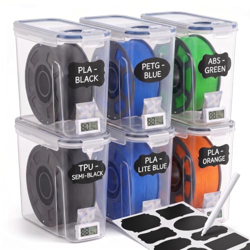 Filament Storage Box 6 Pack, Airtight 3D Printer Filament Container
