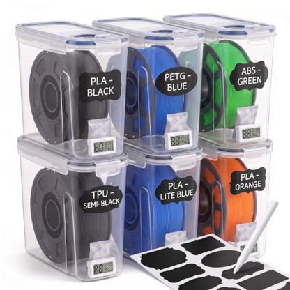 Filament Storage Box 6 Pack, Airtight 3D Printer Filament Container