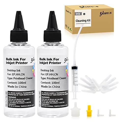 Printhead Cleaning Kit Compatible for Brother Epson HP Canon Nozzle Inkjet EcoTank Officejet Deskjet Pixma Printers-Liquid Printers Head Cleaning Suit Solution 100ml, 10ml Premium Syringe