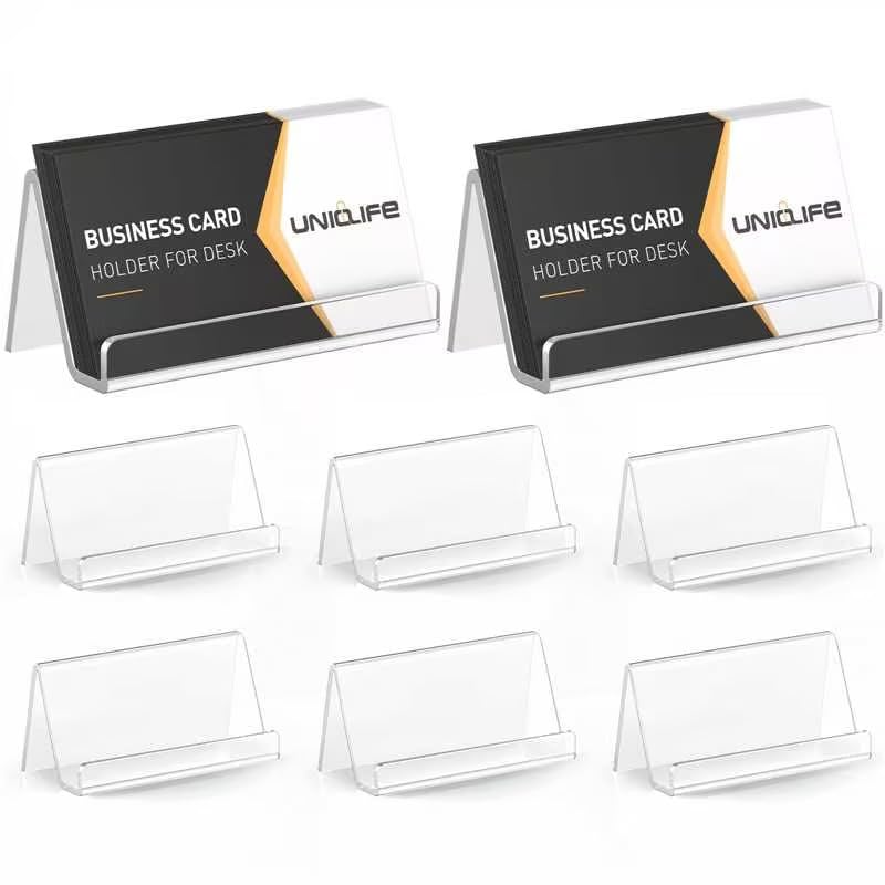 Uniclife 8 Pack Acrylic Business Card Holder for Desk, 50 Card Capacity - color: 50 Card Capacity, size: 8 Pack