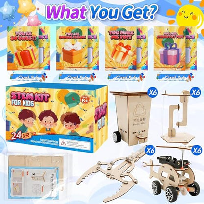 24 Pcs Party Favors for Kids Age 6-10, Treasure Box Toy Stem Kit Party Favors Science Kits for Boys Girls STEM Toys for Kids Age 6 7 8 10 12 13 Classroom Giveaways, Carnival Prizes Toy, Birthday Treats, Party Supplies