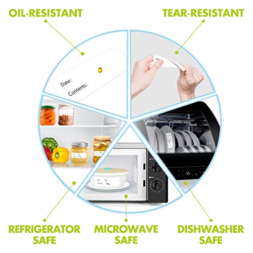 500 Freezer Refrigerator Food Labels Reminder Water Oil Resistant in Roll with Perforation Line,Removable Adhesive - color: Printed Version