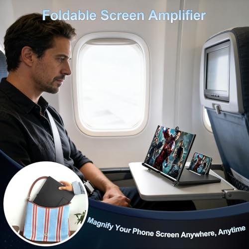 for 16" Mobile Phone Screen Magnifier 3D HD Projector Screen for Movies, Videos, Foldable Stand with Screen Amplifier, Supports All Smartphones,16 inches - size: 16 Inch