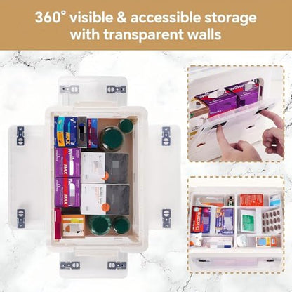 2-Tier Medicine Organizer - 30qt Plastic Foldable Storage Box with Handle - color: Foldable-30qt