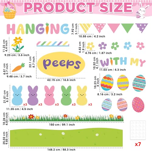 Easter Bulletin Board Set Easter Bunny Classroom Decorations Spring Bulletin Board Border Colorful Rabbit Eggs Paper Cutouts Home for Happy Easter Party School Classroom Chalkboard Supplies - style: Easter Bunny Eggs