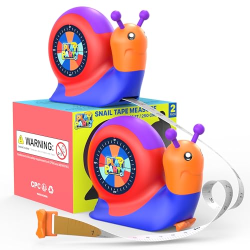 8ft Tape Measure for Kids, STEM Educational Tool with Level, Protractor and Eraser, Retractable Snail Shaped Measuring Tapes, Child-Safe Gift for Boys & Girls 3+, Double Blue - color: Double Blue