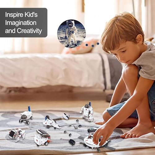 6-in-1 Solar Robot Building Kit for Boys Aged 8-13, Educational Robotic Toys for Kids, Science Kits STEM Toys Birthday Gifts for 8 9 10 11 12 Years Old Boys Girls Teens - color: White