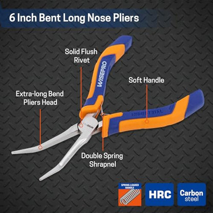 6" Mini Needle Nose Pliers, Straight Long Nose Pliers with Comfort Grip Handles, Small Needle Nose Plier for Jewelry Making, Handmade Craft - style: Bent Needle Nose Pliers