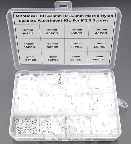 600PCS OD 4mm(0.157") ID 2.8mm(0.11") Nylon Round Unthreaded Spacers Standoffs Assortment Kit, Wall Plate spacers for M2.5 Screws,Clearance Spacers(White) - size: OD 4mm ID2.8mm