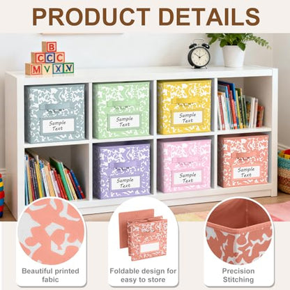 LemonRoad 6 Fabric Cube Storage Bin 11'' Classroom Bin, Macaron, Label - color: Macaron Color, style: Label