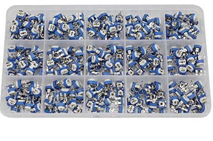 300Pcs 15 Value 100 ohm- 2M ohm Trim pots Variable Resistor 6mm Potentiometer Assortment Kit