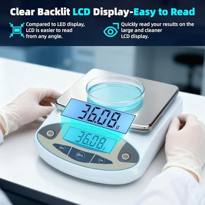 Lab Scale High Accuracy,13 Unit 0.01g High Precision Digital Analytical Balance, Electronic Laboratory Precision Gram Scale Digital Kitchen/Jewelry/Scientific Scale (3000 x 0.01g) - size: 3000 x 0.01g