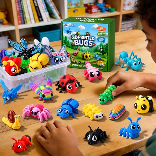 Celltestria 30Pcs 3D Printed Bugs Articulated Insect Animals Fidget Toys - style: 30Pcs 3D Printed Bugs