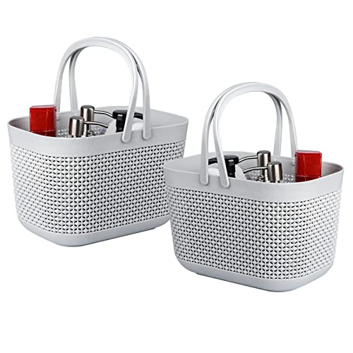Plastic Portable Shower Caddy Basket, Storage Organizer, Grey, 2 Pack - color: Grey, size: 2 Pack