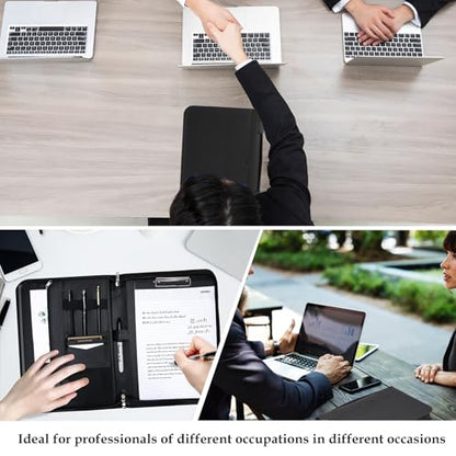 ProCase Portfolio Business Padfolio Folder with Handle and Zipper -Allblack - color: Allblack