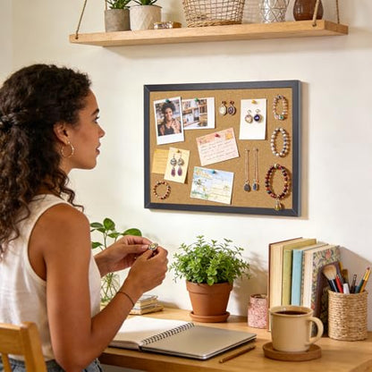 2 Pcs Cork Board, 17.7''x13.3'', Black Framed, Small - color: Black