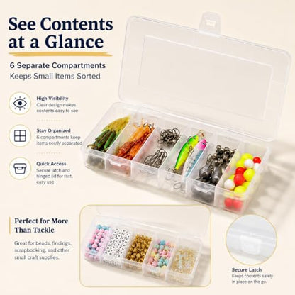 10 Pcs Small Tackle Box, Clear Tackle Box Organizer, 8.2 x 4.6 x 1.3 in Transparent Plastic Storage Cases for Fishing Gear, Beads, Screws and Crafts