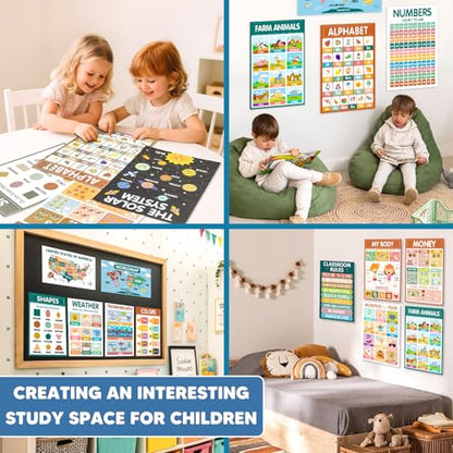 KIDS KING 18 Toddlers Learning Posters - Boho Classic (11"x17") - color: Boho Classic