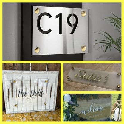 Sign Standoff Screws 3/4" x 1" Stainless Steel Stand Offs Wall Mounts Gold - color: Gold, size: 3/4x1 in