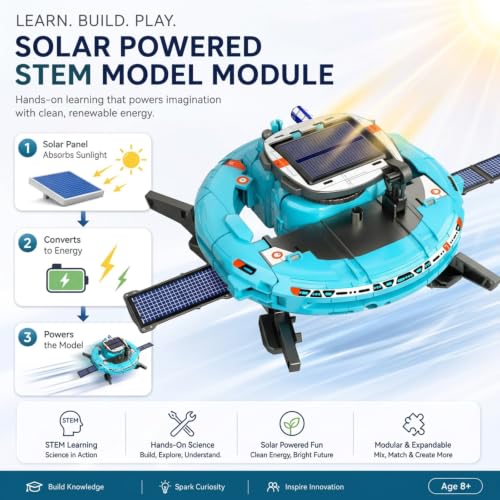 STEM Education Solar Robots Toys for Kids Age 8+, 6-in-1 DIY Science Kit Space Toys, 120 Pcs Building Experiment Robotics Set Birthday Gifts for Boys & Girls - color: Blue