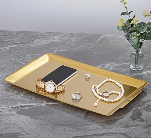 SANQIAHOME 15.8" x 9.5" Gold Serving Trays Set of 2, Stainless Steel - color: Gold-15.8" X 9.5"