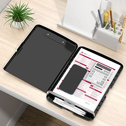 Rimilak Clipboard with Storage, 8.5 x 11'' High Capacity Clip Board, Black - color: Black