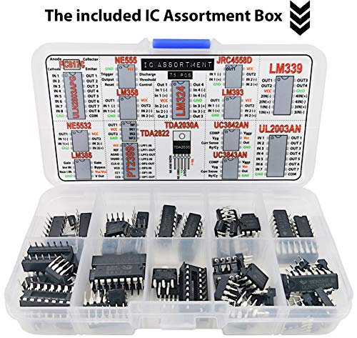 Components Assortment Kit, Grab Bag, IC, Opamp,Resistors, Polyester Capacitors, LED, PCB, Diodes, Transistors, 2200 pcs