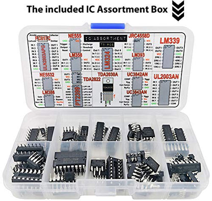 Components Assortment Kit, Grab Bag, IC, Opamp,Resistors, Polyester Capacitors, LED, PCB, Diodes, Transistors, 2200 pcs
