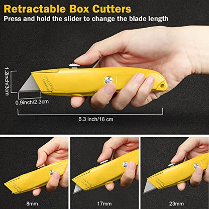 Reginary 20 Pcs Box Cutter Bulk Retractable Utility Knife, Yellow - color: Yellow