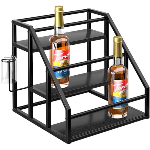 Coffee Syrup Rack Organizer, Spice Racks, Syrup Bottle Holder Stand for Coffee Bar, 3-Tier 12 Bottles Storage Shelves for Syrup, Wine, Dressing for Kitchen Countertop, Black - color: Black, size: 3-Tier (12 Bottles)