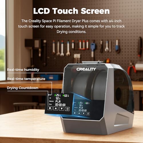 2026 New Official CREALITY Space Pi Filament Dryer Plus, 2 Spools Double 360° 160W PTC Fast Heating 3D Printer Filament Dryer Box, 4''LCD Touch Screen, One-Key Set Filament Drying for PLA PETG ABS TPU - color: A Creality Space Pi Filament Dryer Plus Black