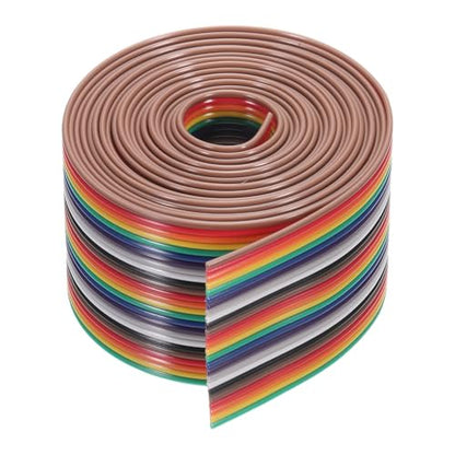 MECCANIXITY 1 Pcs 25 Pin Flat Rainbow Ribbon Cable 6.6 Ft 1.27mm Pitch Breadboard Jumper Wires for Electronic Projects - size: 6.6 Ft, style: 25P