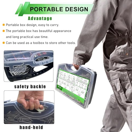 1680pcs Nails and Screws Assortment Kit,3/4"-2" Hardware Nails,M3/M4/M5/M6 Machine Screws,#6#8 High Hardness Wood Screws,Assorted Screws, Common Nails with Handheld Box - size: 1680PCS