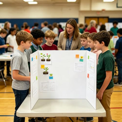 24" x 16",3-Pack, Trifold Poster Board, White Corrugated Project Boards for Science Fairs, Office & School Projects, Photo Displays Event - size: 2