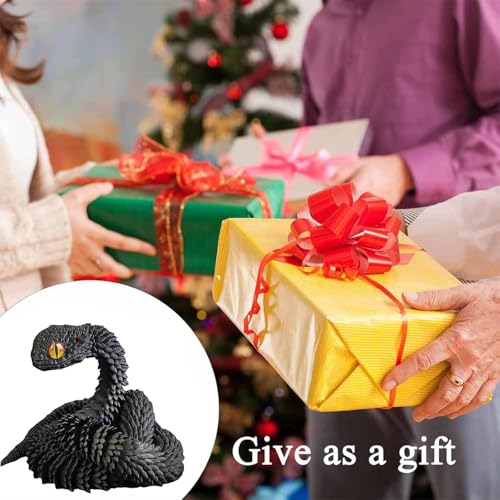 3D Printed Animals Set 3D Printed Snake Toys 3D Printed Articulated Flexible Fidget Toy 3D Printed Animals Exquisite Cute Pet Toy Children/Adults Fidget Toys (Black, 23.6) - color: Black, size: 23.6
