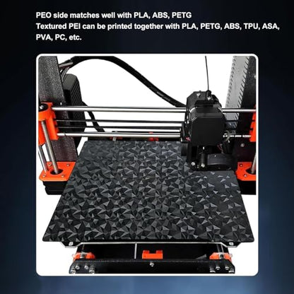 BORDSTRACT Double-Sided Build Plate, PEO Diamond Texture + PEI Spray Texture Spring Steel 254x241mm Without Soft Magnetic Base, Printing Hot Bed Platform for MK3S/MK52 3D Printers - style: PEO diamond texture + PEI frosted texture 254*241mm