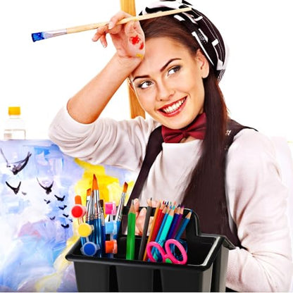 GlikCeil 24 Pcs Classroom Caddy Storage Basket with Handle,Black - color: Black