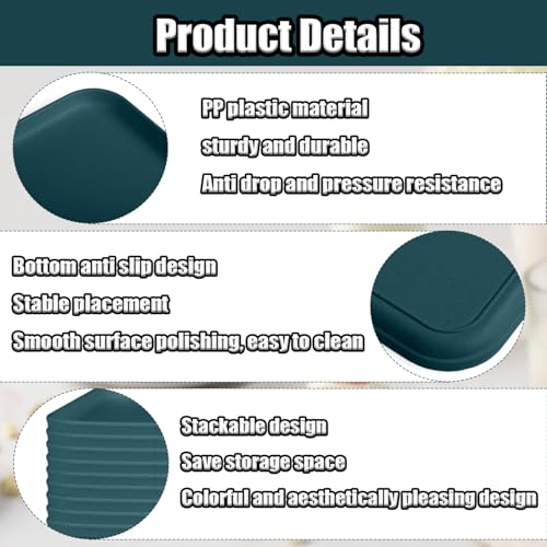 Plastic Serving Trays, 12 Pack Cafeteria Trays Plastic Fast Food Tray for DIY Projects, Painting, Beads, Organizing Supply, 9.4 X 6.7 X 0.6 Inches (Dark Green) - color: Dark Green