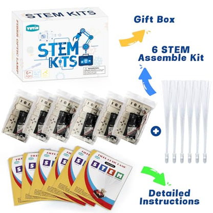 6 Set STEM Science Kits for Kids Age 6-8 8-12, Fiber Optic Light Craft Kits