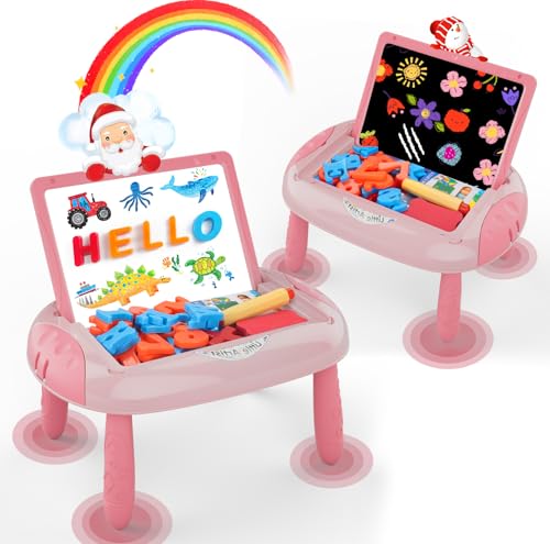 MAYESAR Magnetic Drawing Board for Toddlers 1-3, Double-Sided Toddler Art Easel with Magnetic Letters and Numbers, Chalkboard Learning Toy Gift for 1-3 Year Old Girls, Pink - color: Pink Red