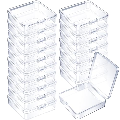 Jetec 18 Pieces Small Clear Plastic Storage Box, 3.7 x 3.7 x 1.2 Inch - size: 3.7 x 3.7 x 1.2 Inch
