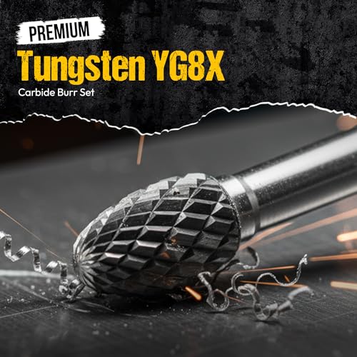 10Pcs Tungsten Carbide Burr Set 6.35mm - 1/4" Shank Double Cut Die Grinder Bits Cutting Burrs - Metal, Steel - Rotary Tools Rasp Accessories - Deburring, Engraving, Grinding, Carving, Porting - size: 10pcs - 6.35mm
