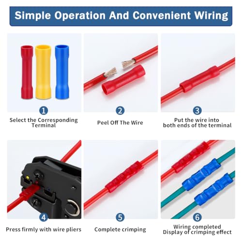 500Pcs Butt Splice Connectors Kit 22-10 AWG - color: 500pcs-(22-10)