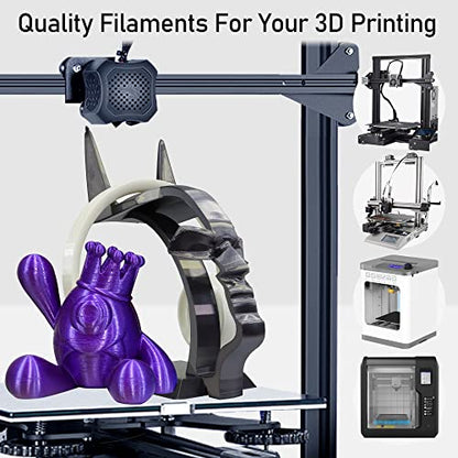 1.75mm Silk Shiny PLA 6 in 1 Basic Colors Bundle Pack: Silk Black/Red/White/Sapphire Blue/Dark Purple/Green; Each Spool 250g, 6 Spools Packed, Total 1.5Kg 3D Printing Filament Material MIKA3D - color: White+black+red+sapphire Blue+dark Purple+green