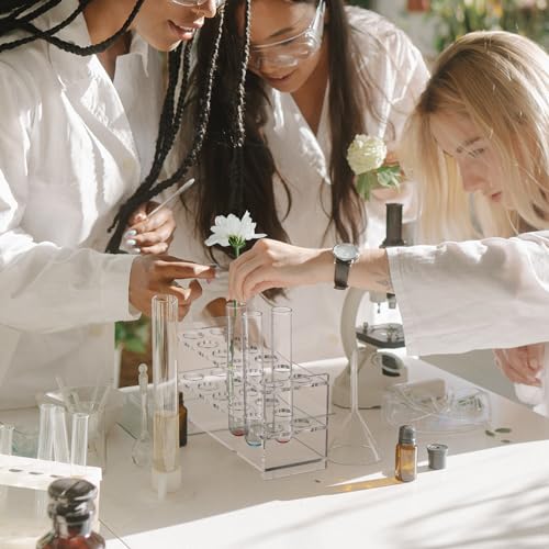 2 Pcs Acrylic Test Tube Rack 12 Wells 10ml Acrylic Centrifuge Tube Holder Clear Syringe Holder 16mm/ 0.63 inch Lab Vial Stand Transparent for 10ml Centrifuge Tubes
