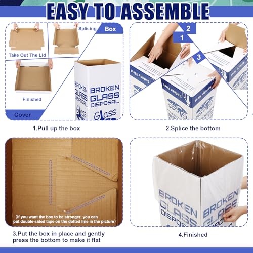 Resurhang 6 Sets Cardboard Broken Glass Disposal Box Floor Model Laboratory Safe Trash Can for Glass Sharps Disposable Garbage Disposal Container Cartons Trash Bins (12" L X 12" W X 27" H)
