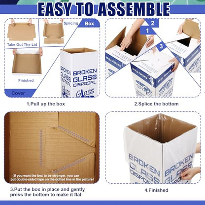 Resurhang 6 Sets Cardboard Broken Glass Disposal Box Floor Model Laboratory Safe Trash Can for Glass Sharps Disposable Garbage Disposal Container Cartons Trash Bins (12" L X 12" W X 27" H)